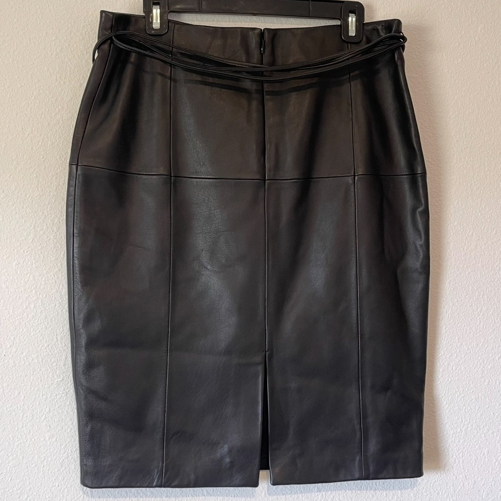 ANTONIO MELANI - 100% Leather Black Pencil Skirt - Picture 13 of 15